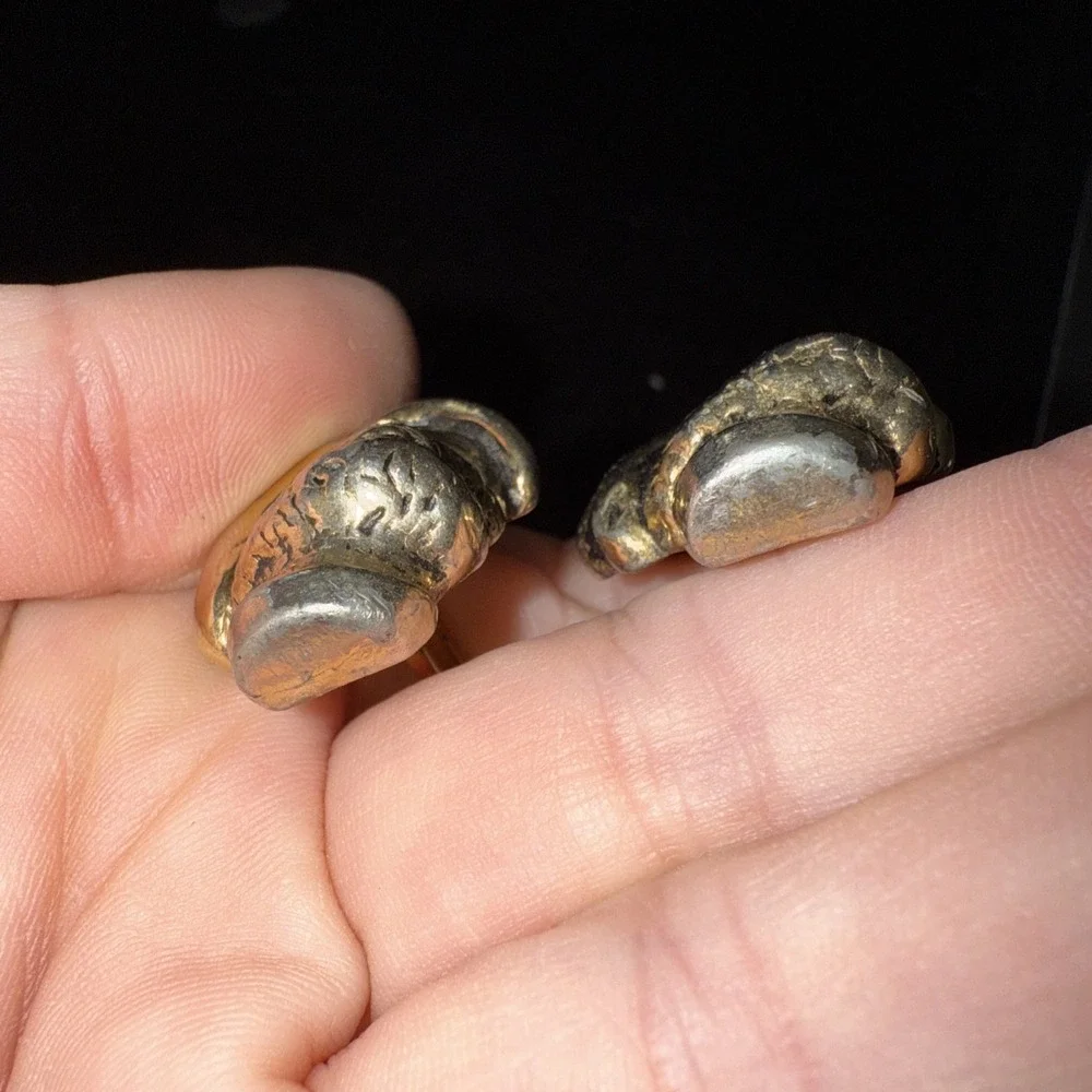 Vintage SWANK Gold‎ Black Accent Genie Turban Nomad Swami Figural Cufflinks 4659